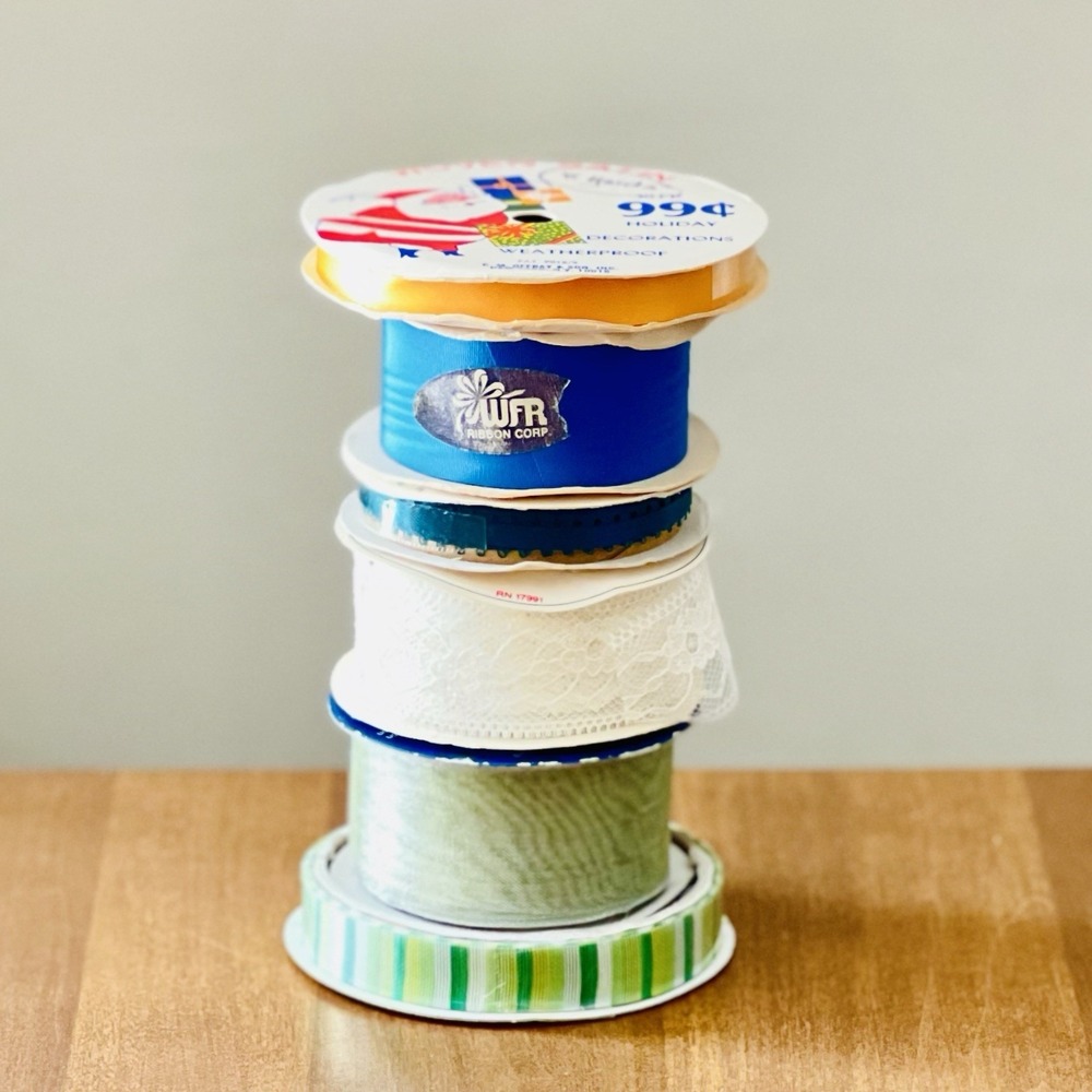 Vintage Ribbon Lot Sewing Millinery Trim Craft Spools Scrapbook Cottagecore